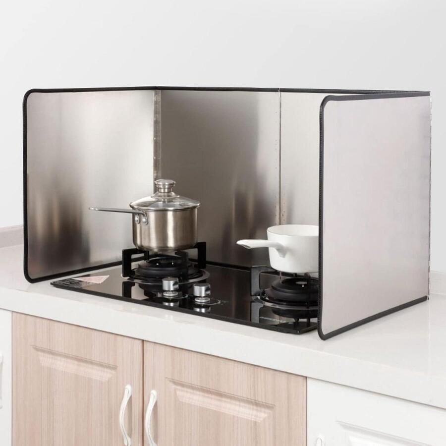 Kookplaat Spatplaat Olie Barrière Keuken Schoonhouden Opvouwbaar Scharnier 40x40x40cm Zilver