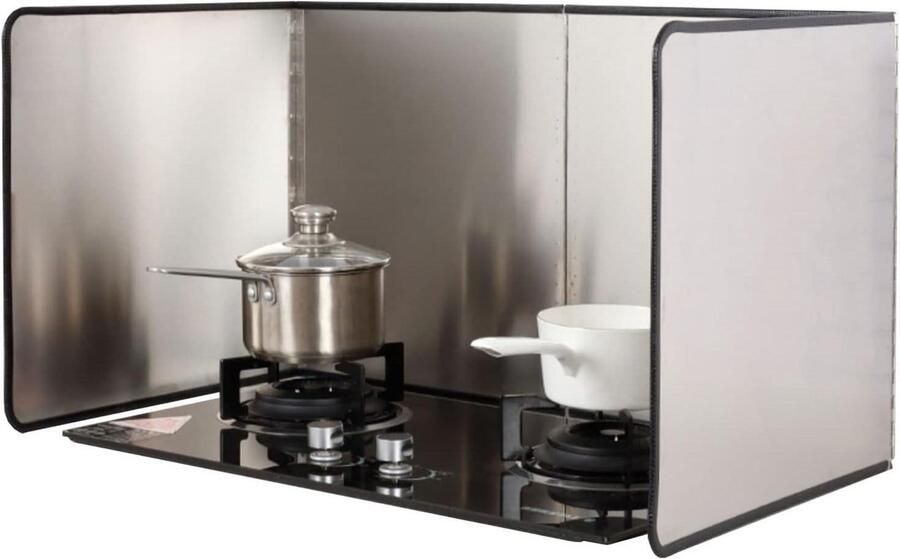 Kookplaat Spatplaat Vet Scherm Keuken Schoonhouden Opvouwbaar Scharnier 50x80x45cm Zilver