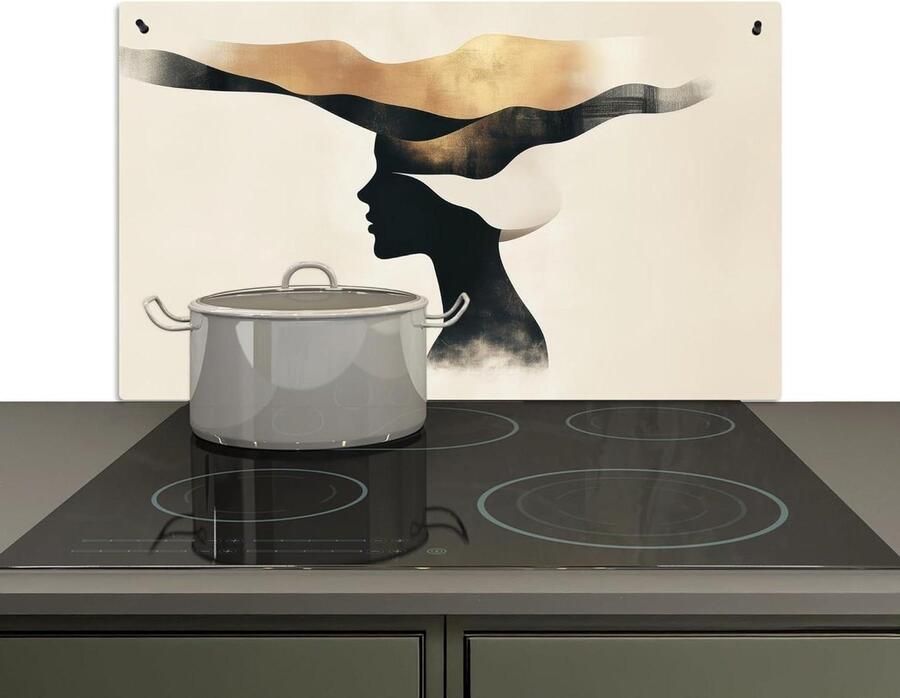 Kookplaat Spatscherm Achterwand Beschermer Keukenwand Beschermen 2-in-1 Functie 52x91.2 cm Zwart