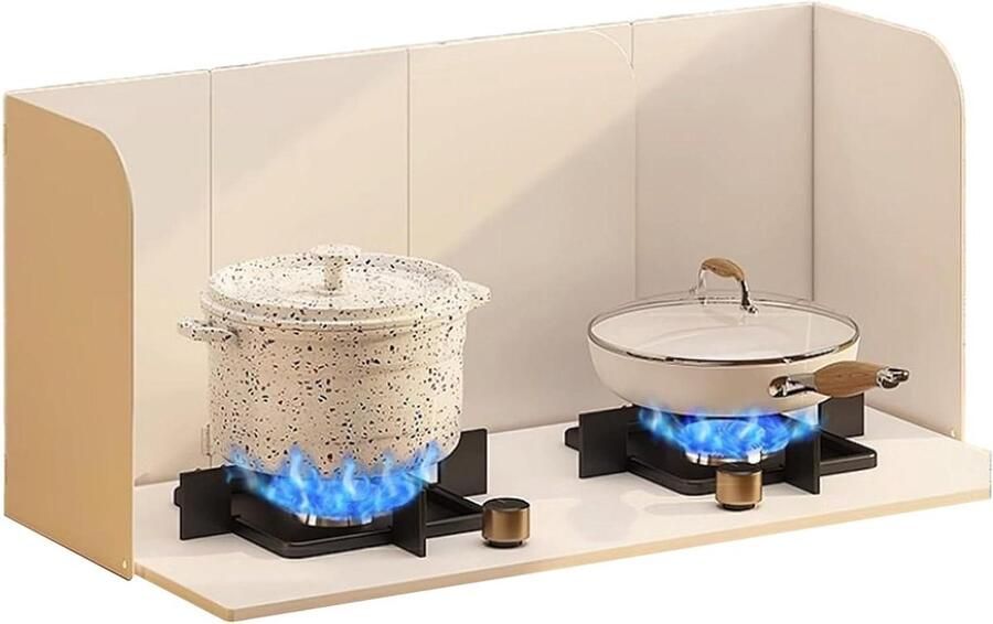 Kookplaat Spatscherm Keukenolie Scherm Schoon Koken Opvouwbaar Ontwerp 32x36x72 cm Wit