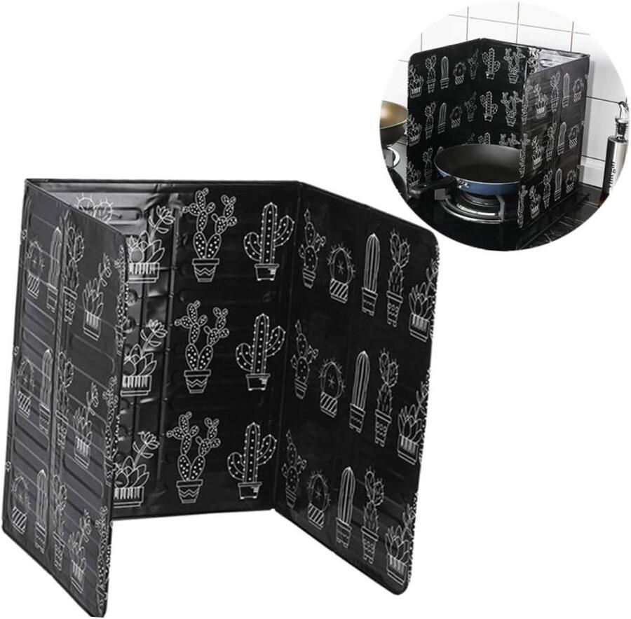Kookplaat Spatscherm Oliekeerplaat Gasfornuis Keuken Schoonhouden 3-zijdig Paneld 84.5x32.5cm Zwart