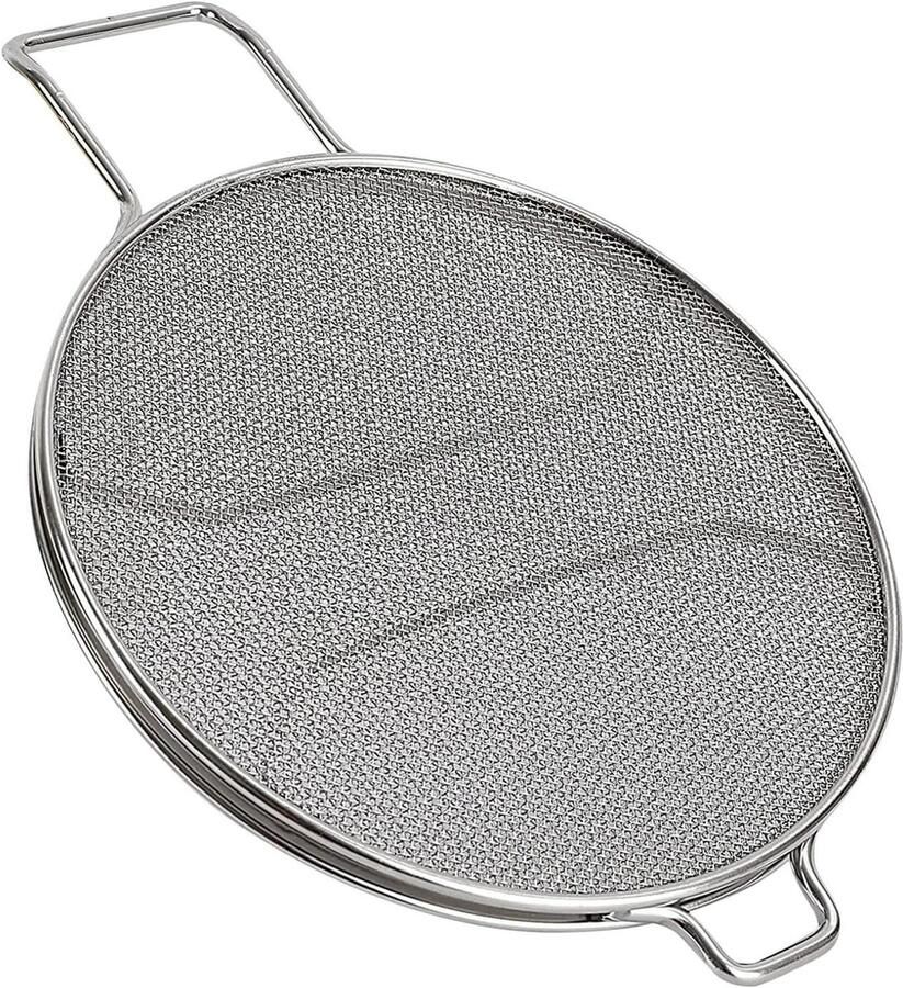 Kookplaat Spatscherm Vetvanger Keuken Schoon Koken Dubbellaags Gaas 19 cm Rond Zilverkleurig
