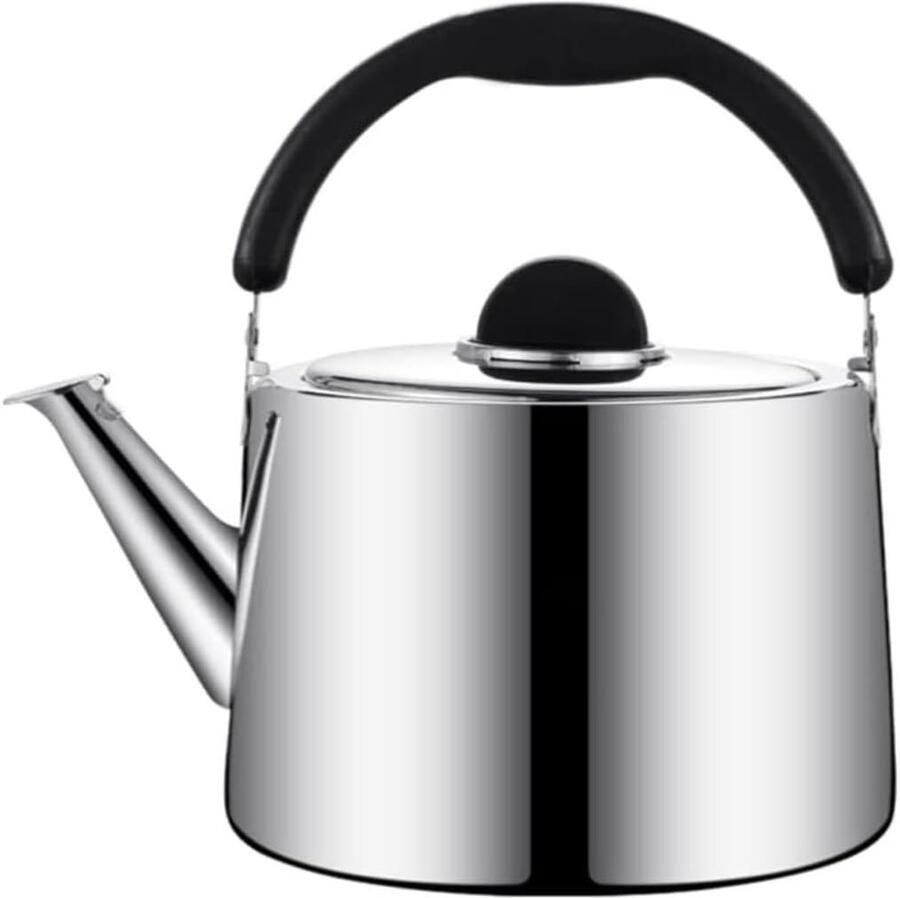 Kookplaat waterketel Fluitketel Theepot Thee Zetten Ergonomisch Handvat 7L Inhoud Zilverkleurig