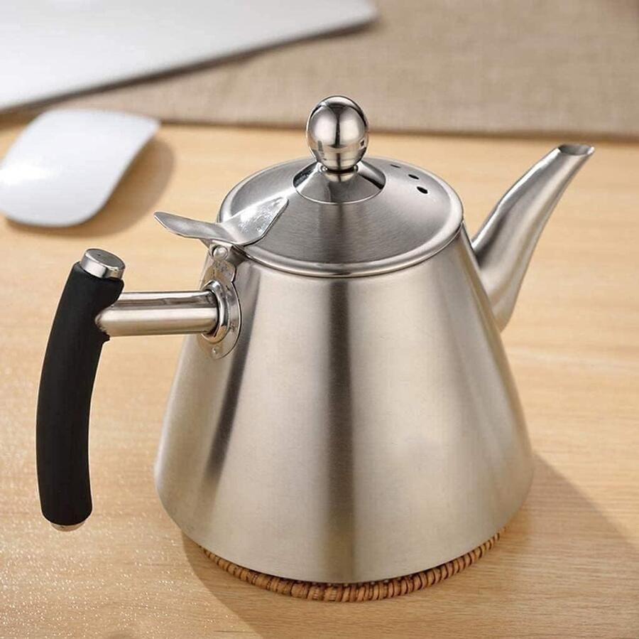 Kookplaat Waterkoker Theepot Ketel Water Koken Roestvrij Staal 1.2L Zilver