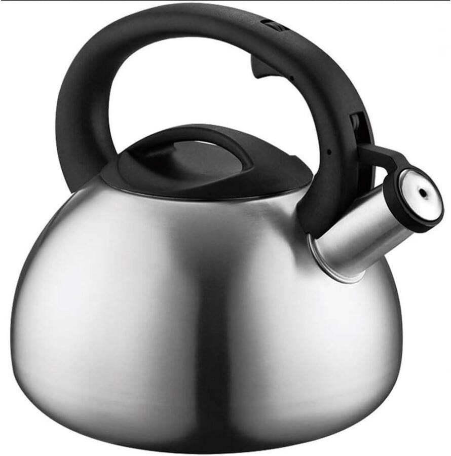 Kookplaat Waterkoker Theepot Roestvrij Staal Water Koken Automatisch Fluitje 2.5L Zilver