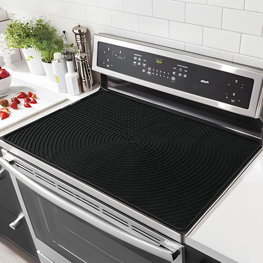 Kookplaatafdekking Beschermmat Fornuis Koken & Opruimen Hittebestendig tot 230°C 71 x 51 cm Zwart