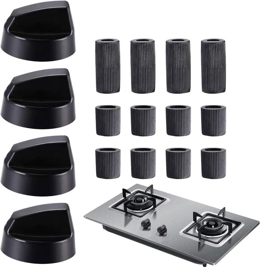 Bedieningsknoppen Fornuis Knoppen Set Keuken Vervanging Duurzaam ABS Materiaal 4 Stuks Zwart
