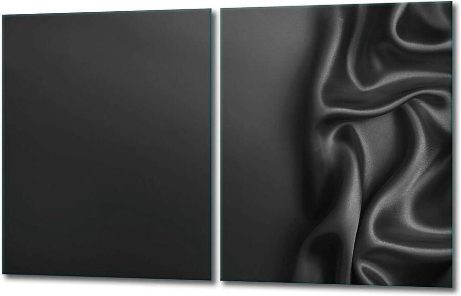Kookplaatafdekking Glas Afspeelplaat Glasplaat Koken Beschermen Kras- en Slagvast 2 x 40 x 52 cm Zwart