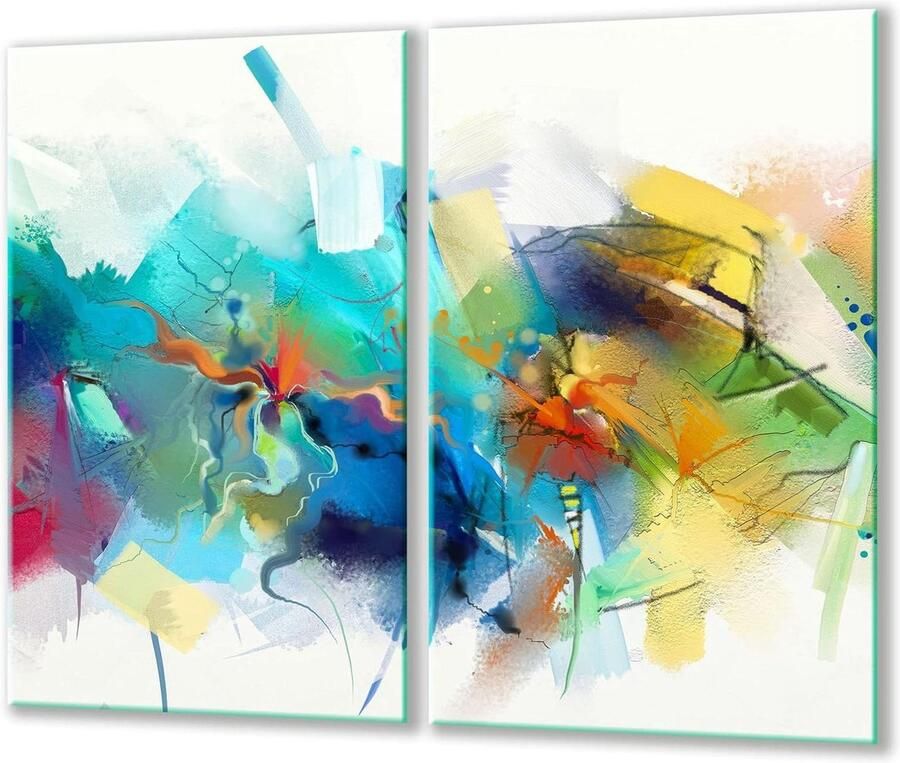 Kookplaatafdekking Glas Spatbescherming Fornuis Keuken Beschermen Gehard Glas 30 x 52 cm Multicolor