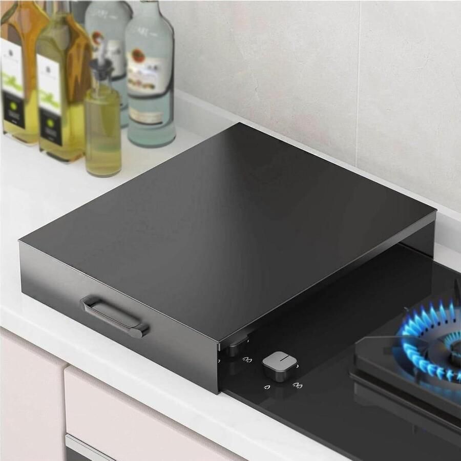 Kookplaat Overdekking Aanrecht Uitbreiding Keuken Organiseren Met Handvat 40x50x9 cm Zwart