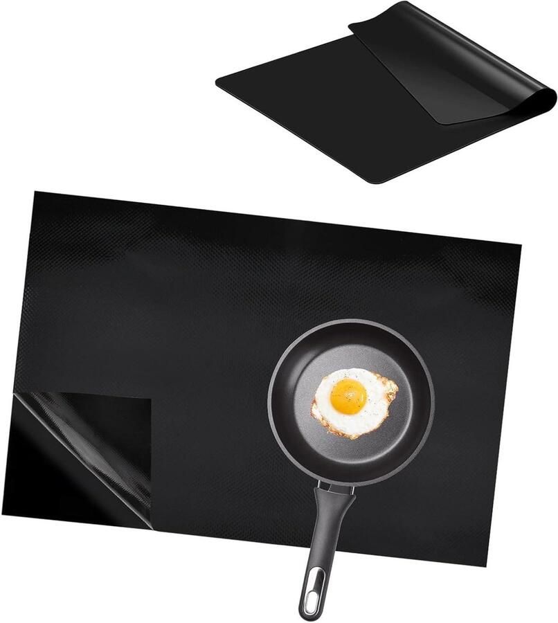 Kookplaatbescherming Inductiemat Kookplaat Beschermen Antislip Hittebestendig 52 x 78 cm Zwart