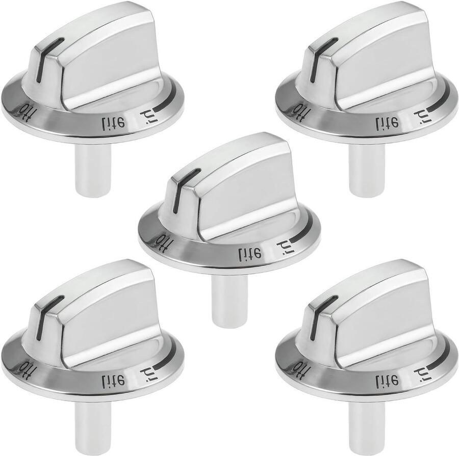 Kookplaatknoppen Branderknoppen Fornuis Reparatie Hittebestendig Materiaal 5 stuks Zilver