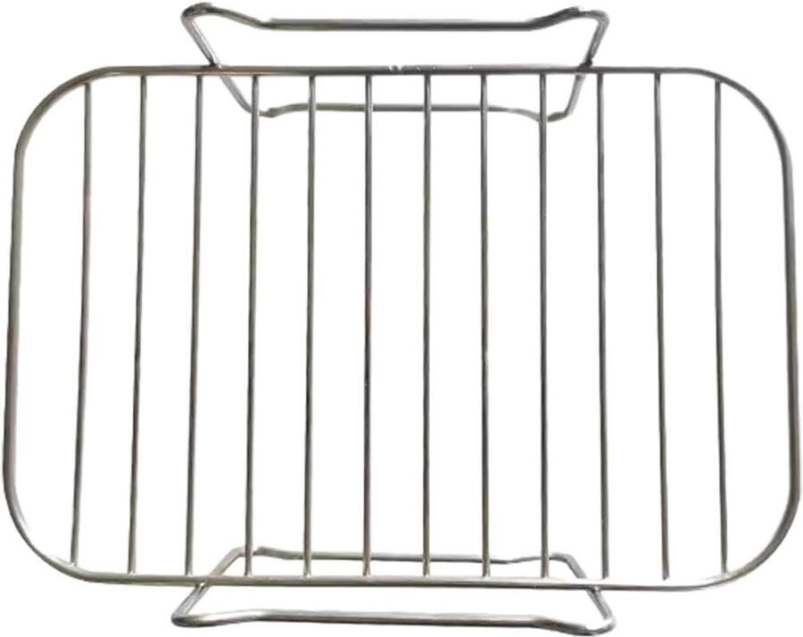 Kookplateau Houder Friteuse Grill Extra Kookruimte Omkeerbaar Ontwerp Dubbele Mand Zilver
