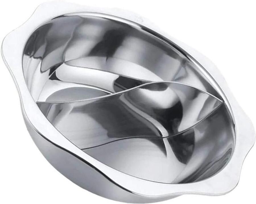 Kookpot Dubbel Fondue Pan Gezellig Tafelen Voedselveilig Roestvrij Staal 36x36CM Zilverkleurig