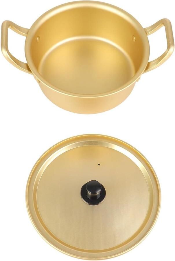 Kookpot met Handvat Steelpan Dagelijks Koken Handgemaakt Aluminium 16 Cm Geel