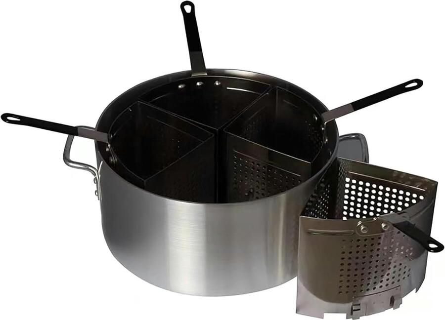 Kookpot met manden Pastakoker inzet Groenten koken Gelijkmatig afvoergaten 20 liter capaciteit Zilver