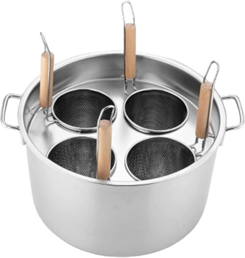 Kookpot Pasta Set Voorraadpot Mandinzet Pasta Koken Stomen 4 Gaten Multi Stoom Eén Maat Zilver