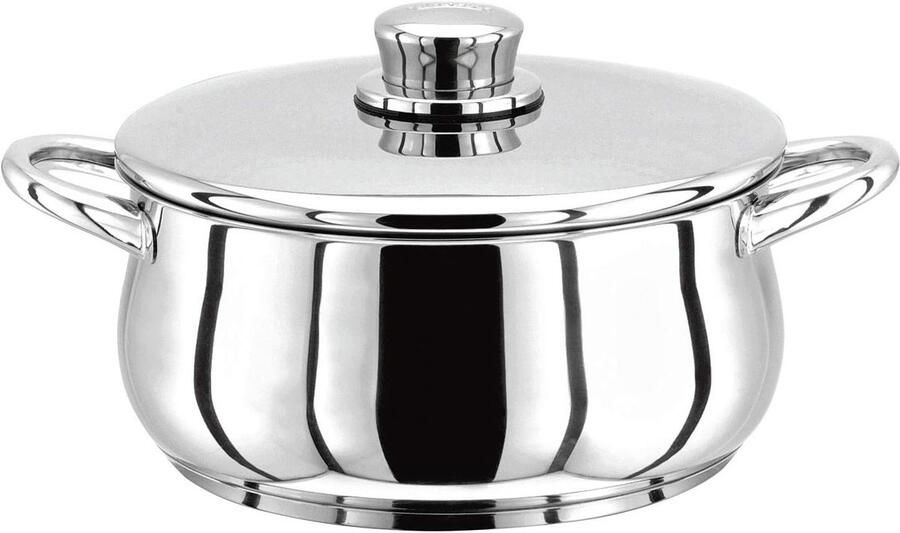 Kookpot Roestvrij Staal Steelpan Sauspan Snel Koken Gelijkmatige Warmteverdeling 22 cm 3.4L Zilver