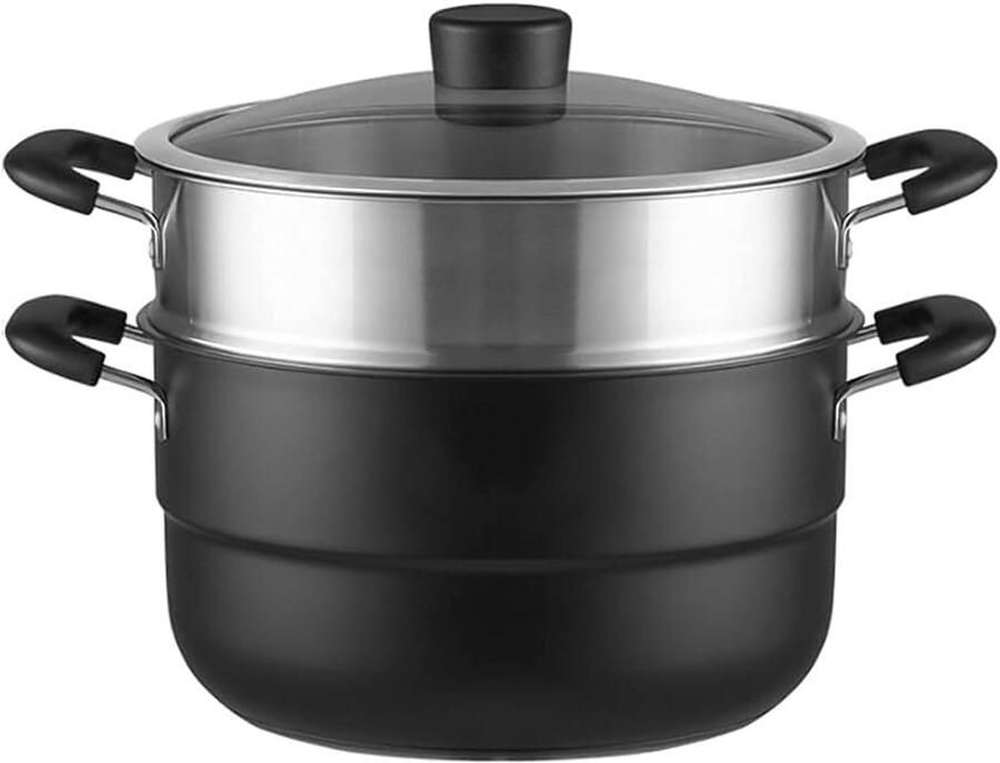 Kookpot Steamer Huishoudelijke Stomer Gezond Koken Meerlaags Koken Met Deksel Zilver