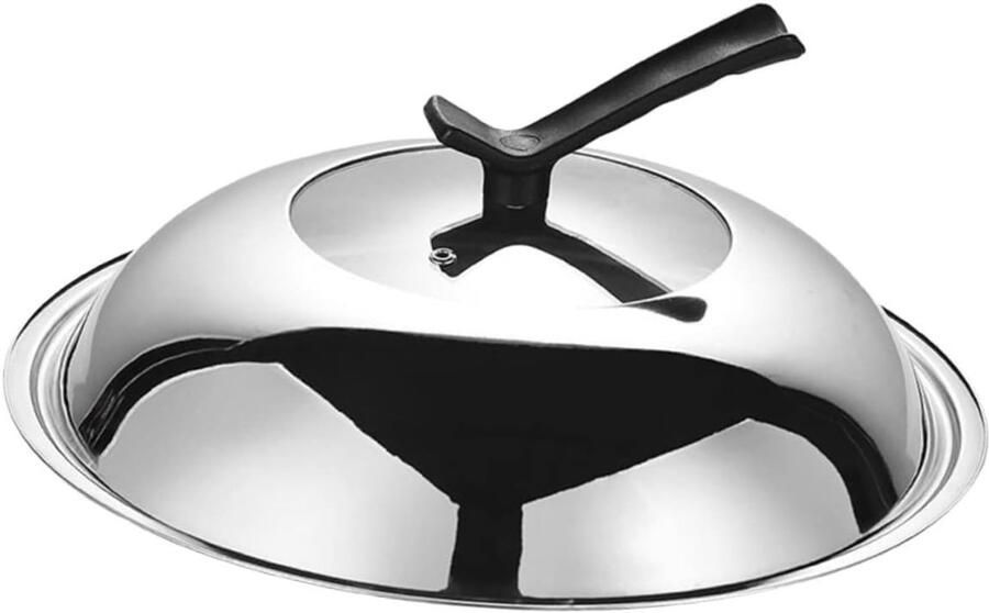 Kookpotdeksel Roestvrijstaal Pandeksel Universeel Koken en Bakken Zichtbaar Glas Geperforeerd 32 cm Zilver