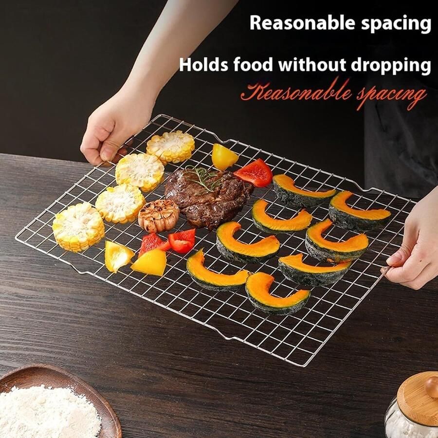 Kookrek Bakplaat Bakrooster Set Bakken en Grillen Roestvrij Staal 36.5 x 25.5 cm Zilverkleurig