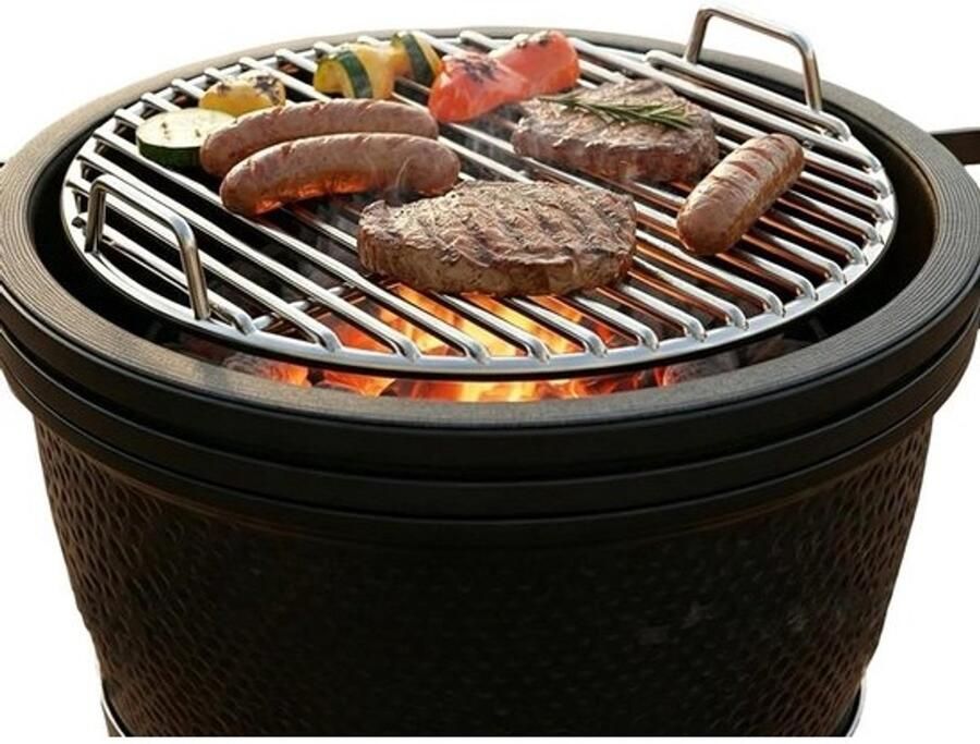 Grillrooster RVS BBQ Kookrek Buiten Koken Antiaanbaklaag 36 x 36 cm Zilver
