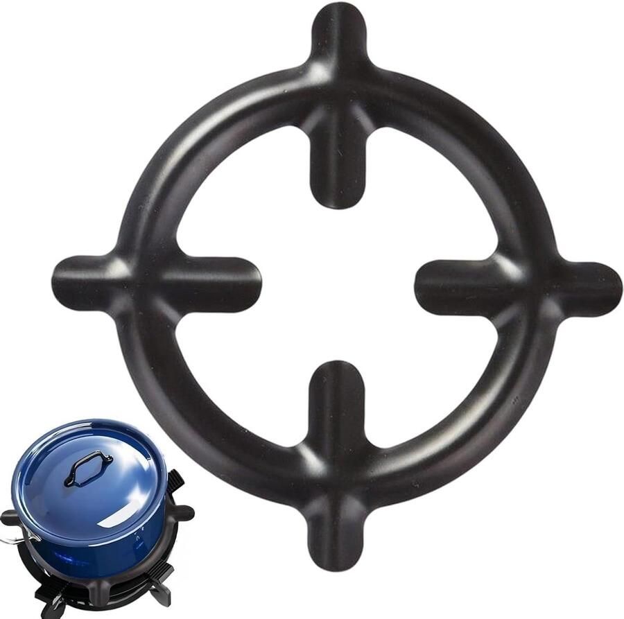 Kookring Reducer Panhouder Fornuis Stabiel Koken Hittebestendig Gietijzer 17 x 13 cm Zwart