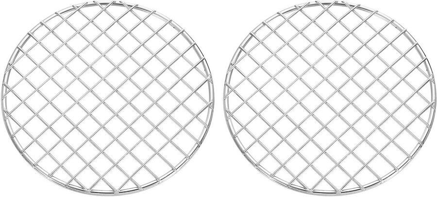 Kookrooster 2 stuks Grillrooster bakplaat Koken en bakken Corrosiebestendig staal 165 cm diameter Zilver