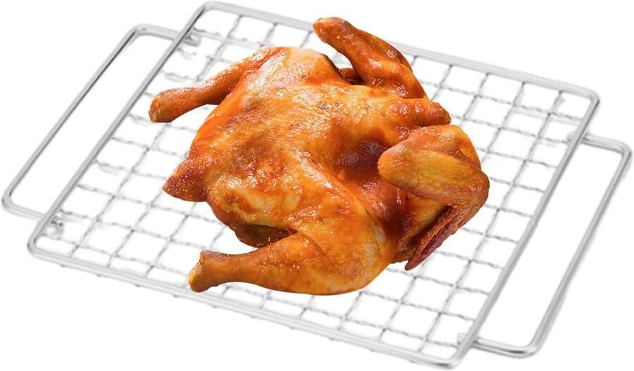 Kookrooster BBQ Grillrek RVS Buiten Koken Herbruikbaar Materiaal 24 x 20 cm Zilver