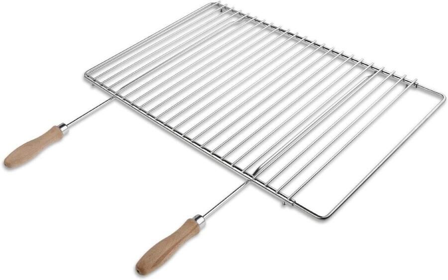 Kookrooster Grillrooster Buiten Koken Verstelbare Breedte 50-70cm Zilver