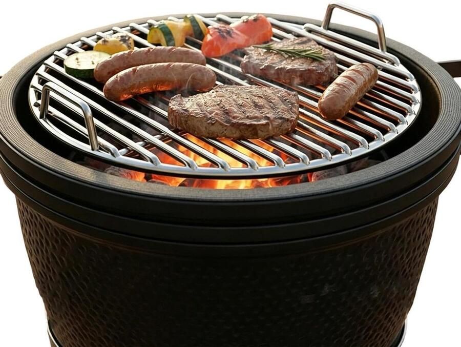 Kookrooster Rond Grillrooster BBQ Buiten Koken Hittebestendig Antiaanbaklaag 40 cm Zilver