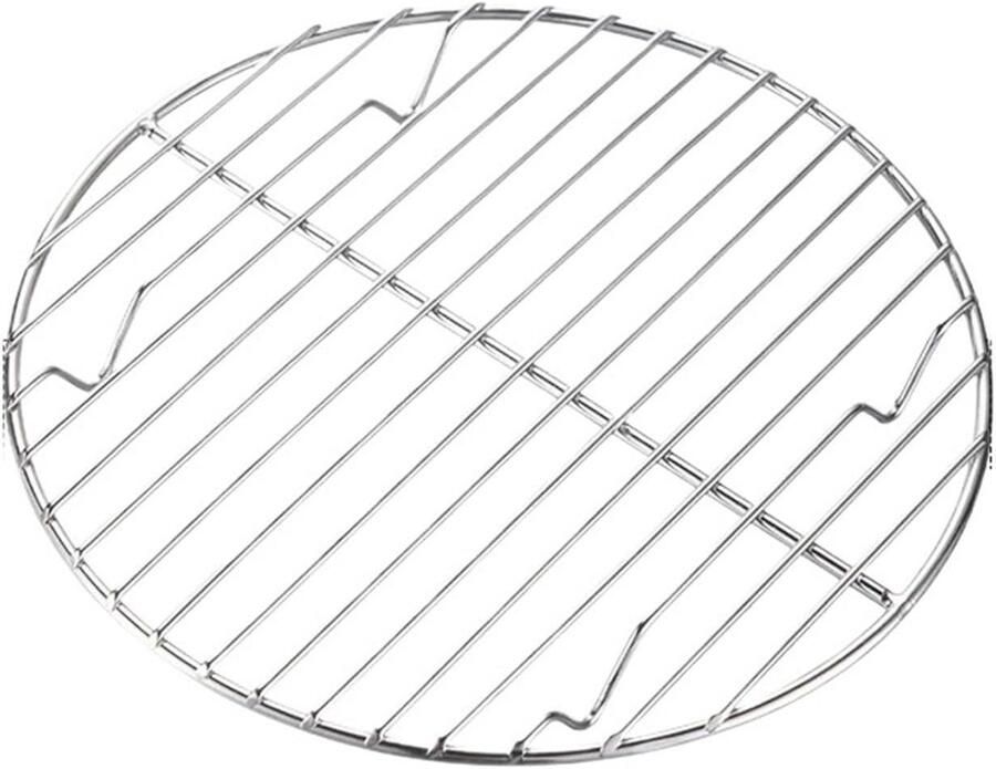 Kookrooster Ronde Grill BBQ Tafelblad Buiten Koken Gelijkmatige Warmte 21x21 cm Zilver