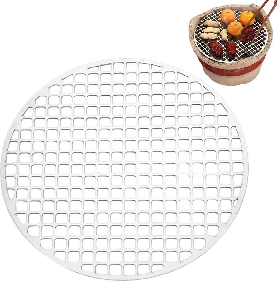 Kookrooster Staal BBQ Grill Buiten Koken Antiaanbak Oppervlak 18-22cm Rond Zilver