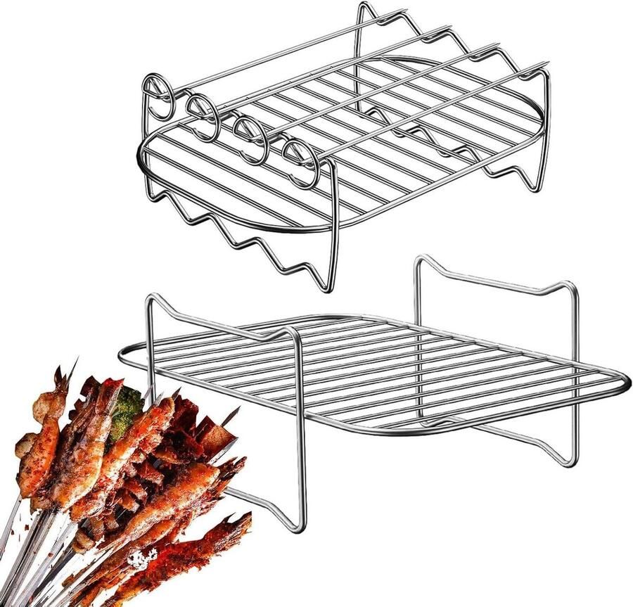 Kookrooster Verwarmingsgrillrek Buiten Koken Roestvrij Staal Rechthoekig Zilver