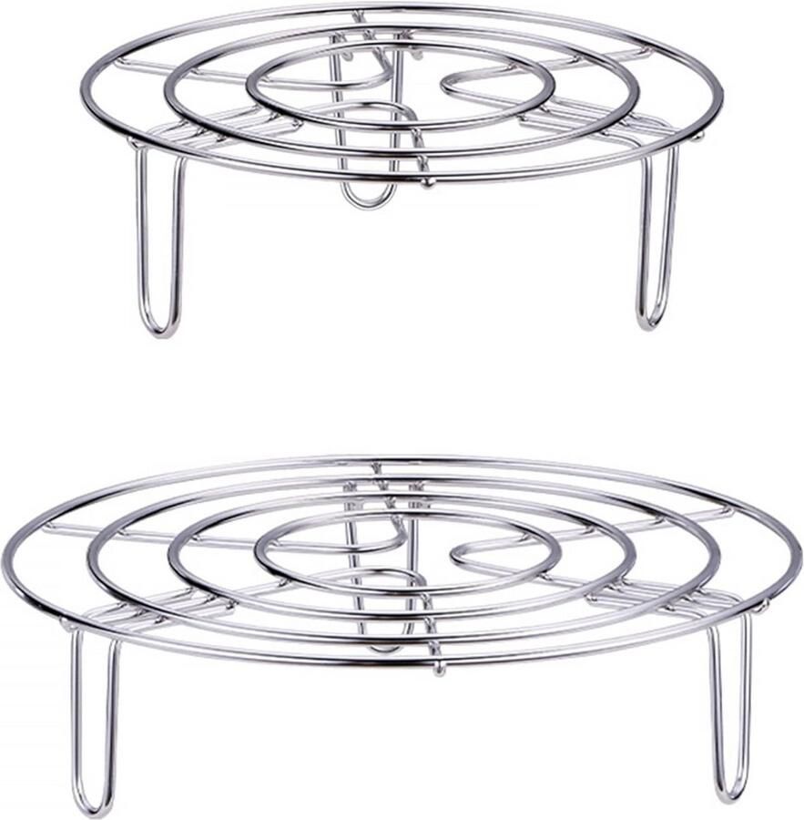 Kookroosters Set Stoomrekken Gezond Koken Roestvrij Staal 23.5cm Zilver