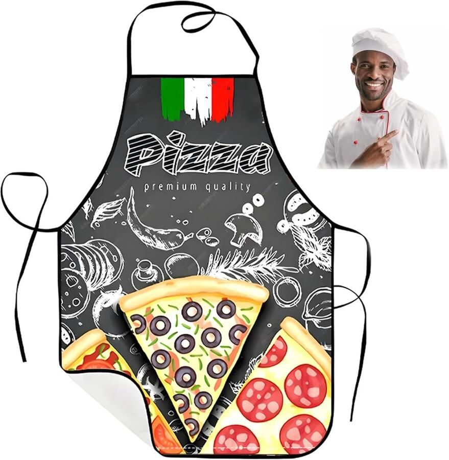 Kookschort Keukenschort Grappig Pizza Bakken Waterdicht Materiaal 60 x 80 cm Gekleurd