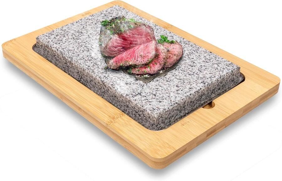 Kooksteen Grill Tafelgrill Steen Aan Tafel Koken Natuurlijke Graniet 38 x 27 cm Graniet