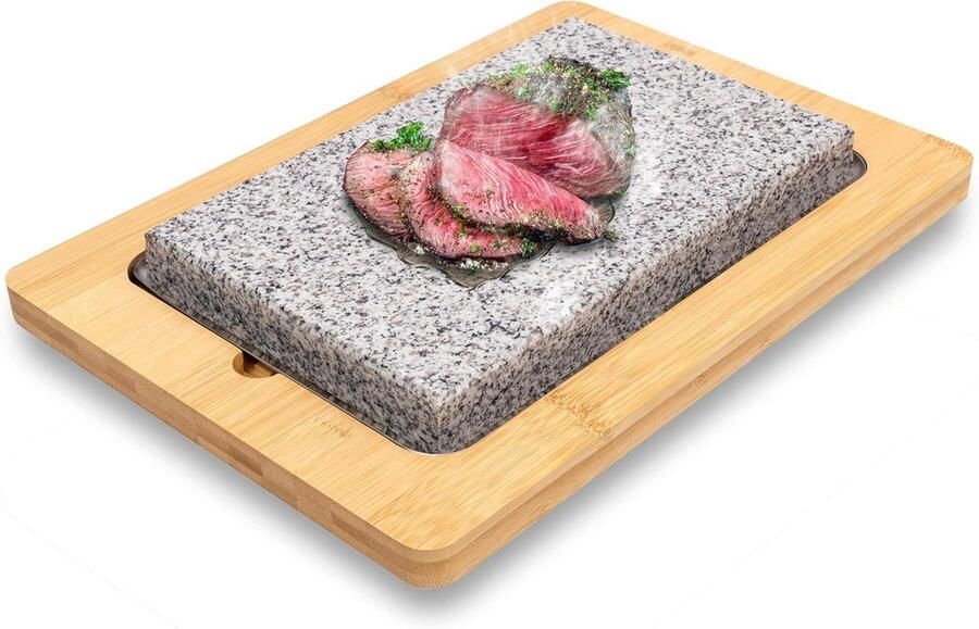 Kooksteen Grill Tafelgrill Steengrill Gezellig Tafelen Natuursteen Hittebehoud 38 x 27 cm Graniet