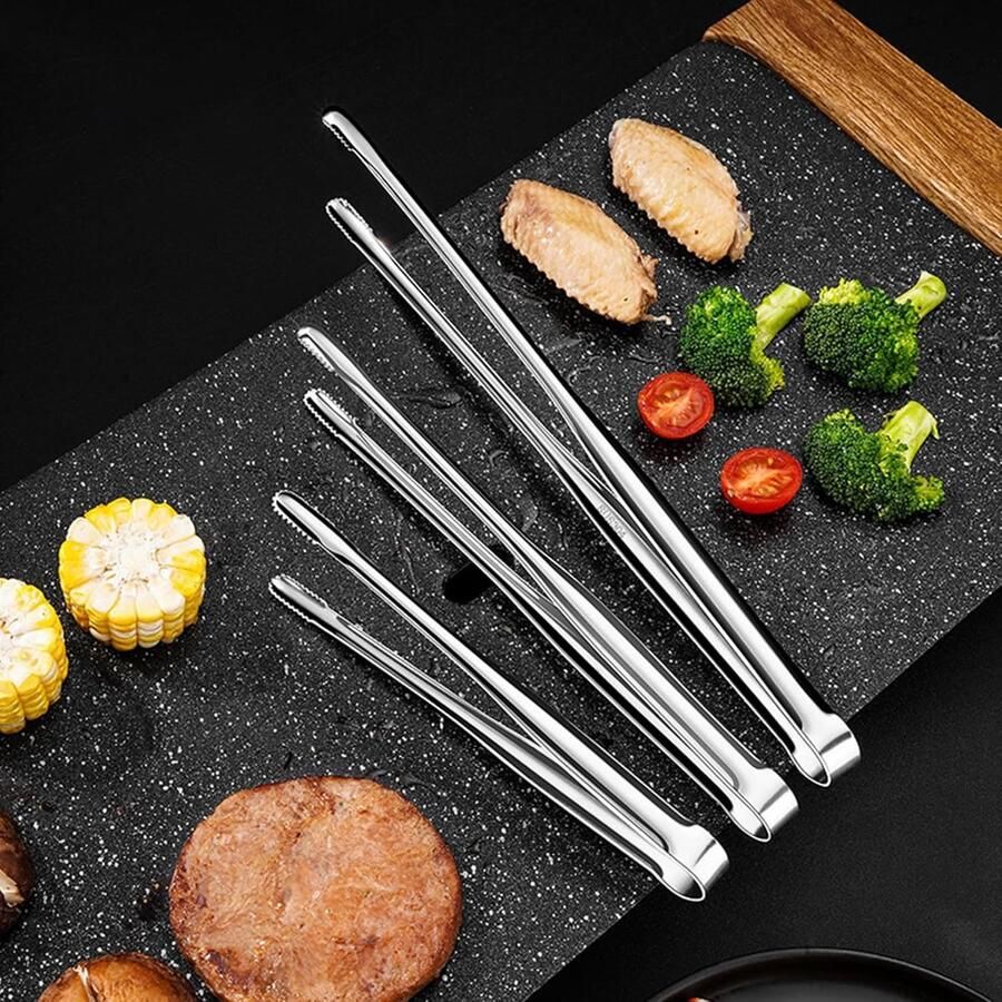 Kooktang Staal Grilltang Barbecue Eten Draaien Rechte Vorm 30 cm Zilverkleurig