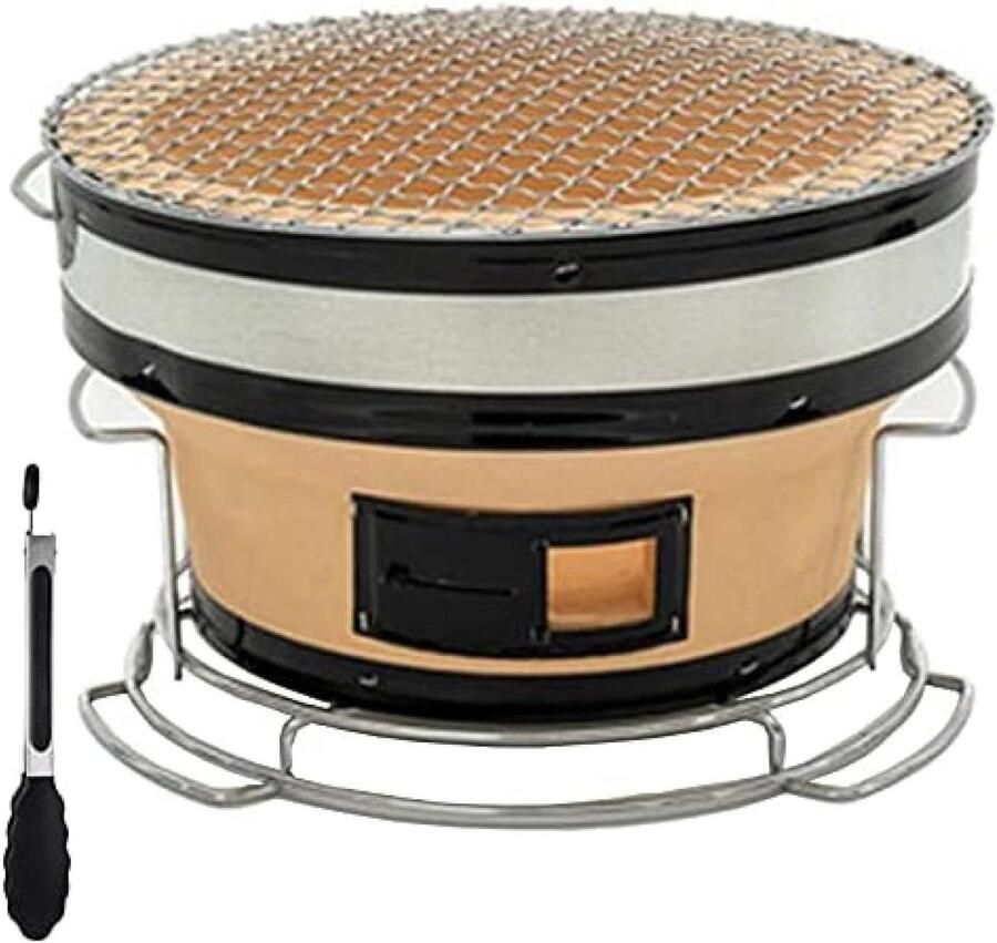 Koolgrill Tafelmodel Japanse Grill Yakitori Buiten Koken Hittebestendig Materiaal 27x17 cm Beige