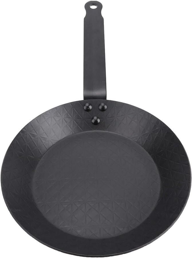 Koolstofstalen Koekenpan Omeletpan Steakpan Lekkere Maaltijden Bereiden Gelijkmatige Warmteverdeling Large Zwart