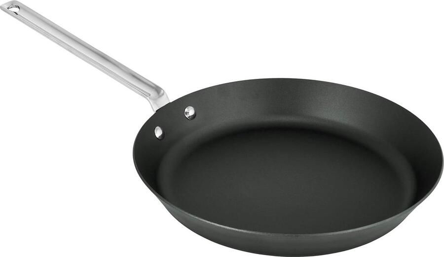 Koolstofstalen Koekenpan Professioneel Koken Hoge Temperatuur 30 cm Zwart