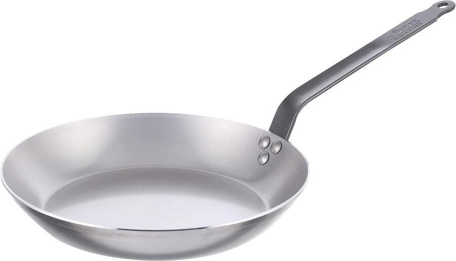 Koolstofstalen Koekenpan Stevige Koekenpan Aanbraden en Grillen Gelijkmatige Warmte 30 cm Zilver