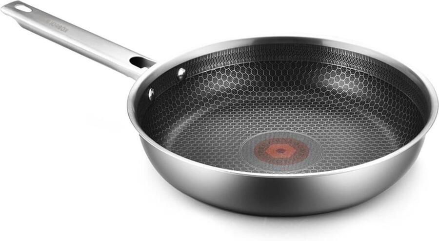 Koolstofstalen Wok Roerbakpan Aziatisch Koken Honingraat Textuur 28 cm Zwart