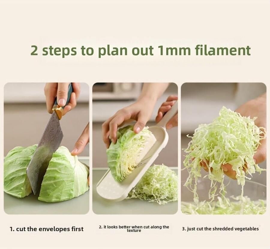 Koolversnipperaar en snijmachine roestvrijstalen groentesnijder saladeversnipperaar koolsla ui multifunctionele hakmolen voor kool sla en uien