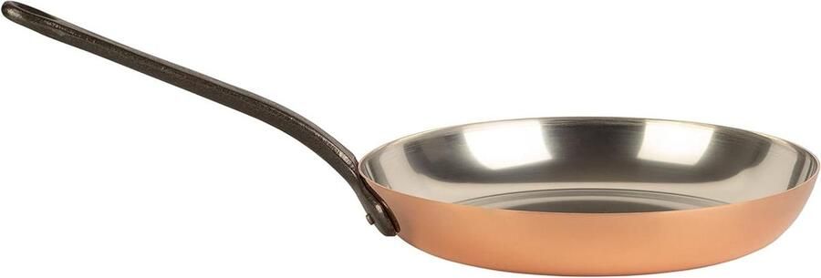 Koperen Braadpan Koekenpan Tin Vlees Vis Koken Gelijkmatige Warmteverdeling Ø 28 cm Koperkleurig