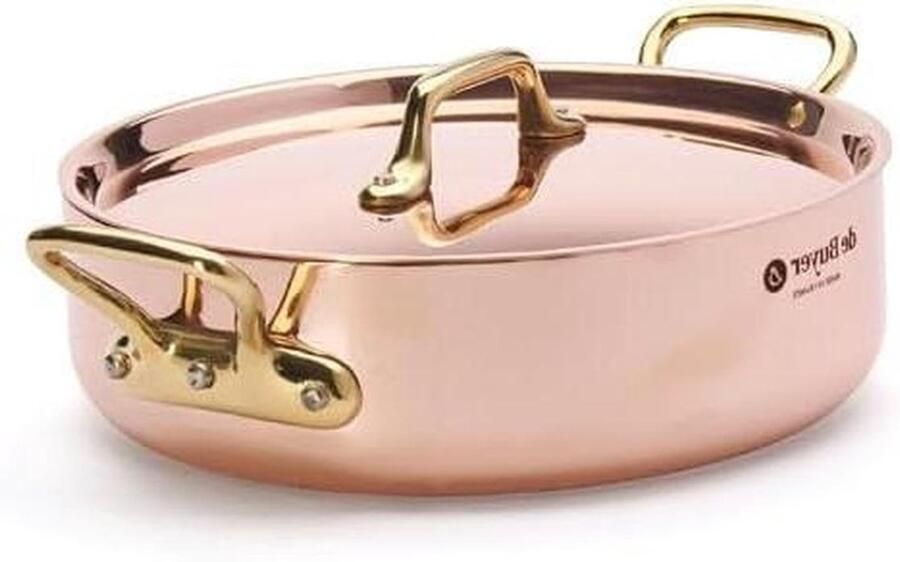 Koperen Braadpan Lage Pan Koken en Serveren Uitstekende Warmteverdeling 20 cm Oranje
