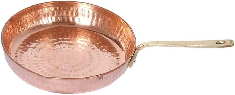 Koperen Braadpan Tadka Pan Koken en Serveren Gehamerd Ontwerp 350 ML Bruin