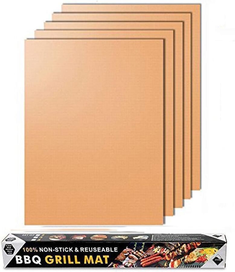 Koperen grillmat Koper 15 75 x 13 inch Heavy Duty Anti-aanbak Grillmat Voor Gas- Elektrisch en Houtskoolgrillen