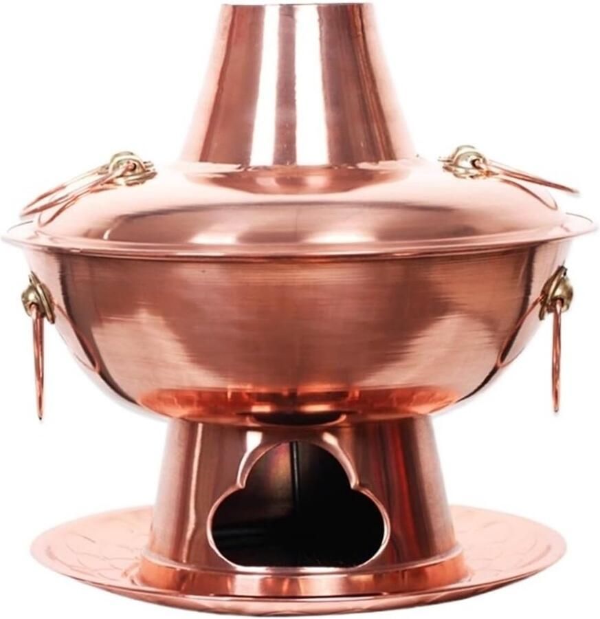 Koperen Hotpot Vuurketel Fondue Winterse Maaltijden Houtskool Verwarmd 40 Cm Diameter Koperkleurig